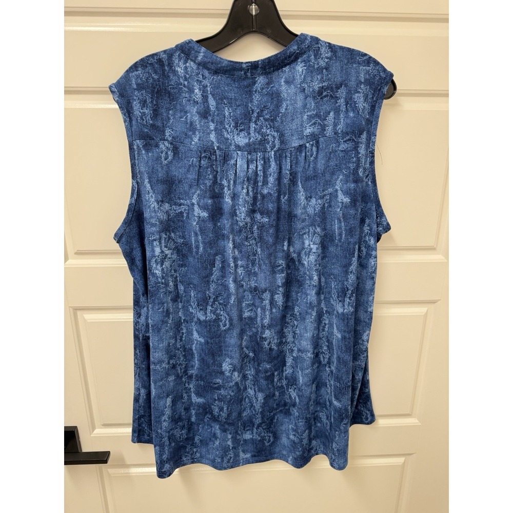 New Directions Blue Sleeveless Pullover Top Blouse Womens 2XP Petite Flowy A12 - Picture 8 of 9